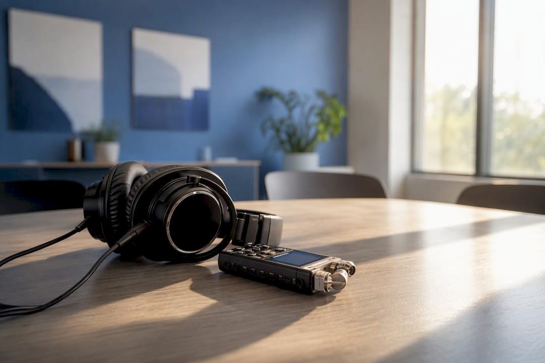 Headset and audio recorder for role play training