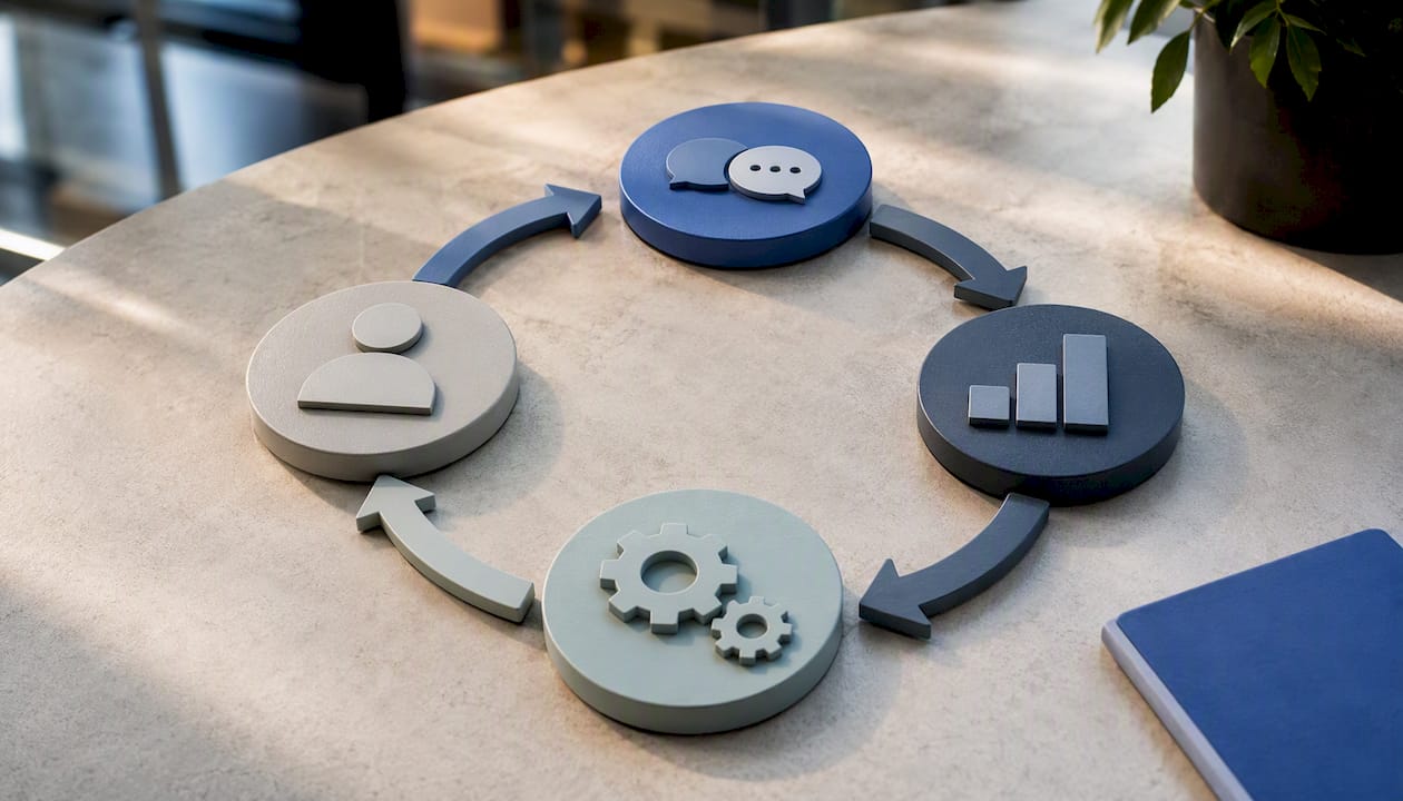 Illustrated sales methodology feedback loop