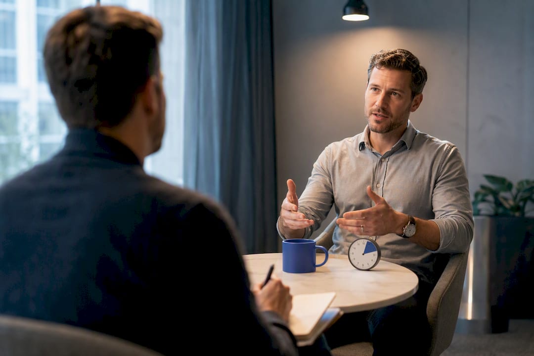 Sales representatives practicing a roleplay conversation