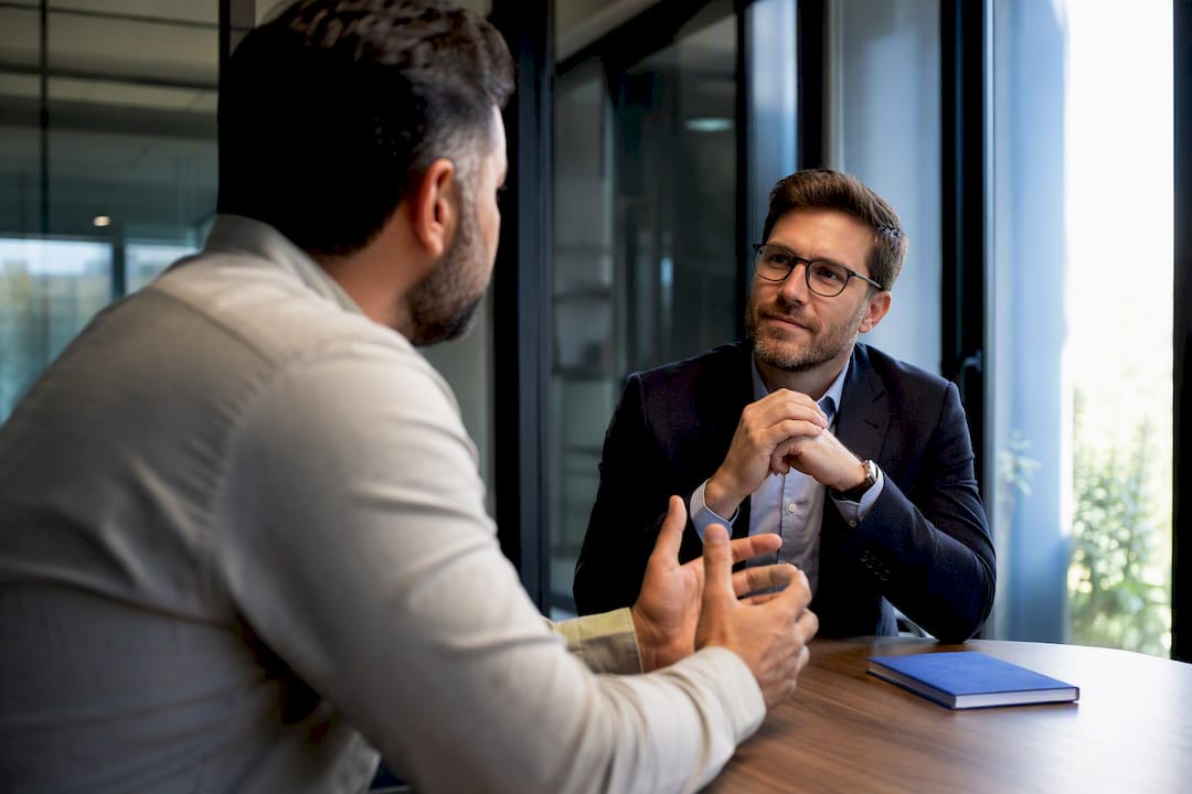 Sales rep listening during discovery conversation