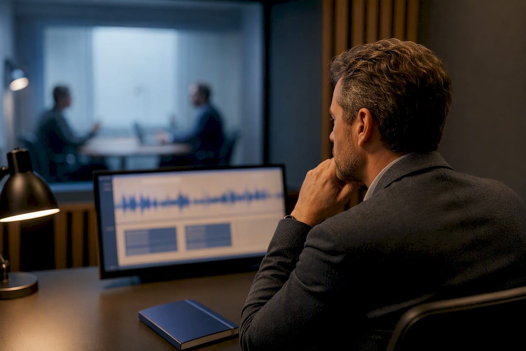 Sales leader reviewing recorded simulation training