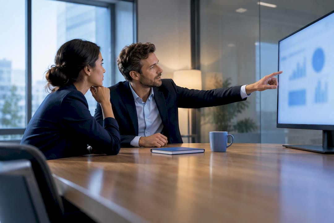 Manager leading focused sales coaching session