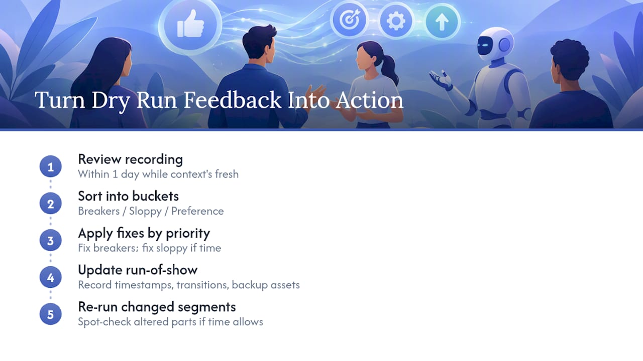How Do You Turn Dry Run Feedback Into a Better Live Event? — overview diagram