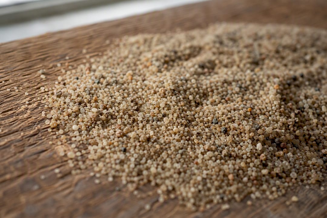 Close-up of sand grains from cleaned mortar