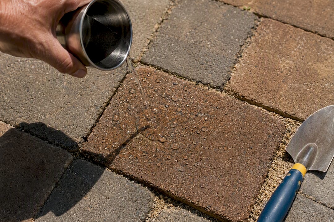 Water beads during a paver porosity test