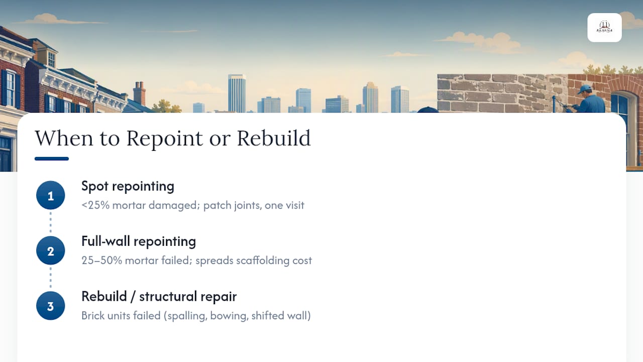 Repointing decision thresholds by damage extent