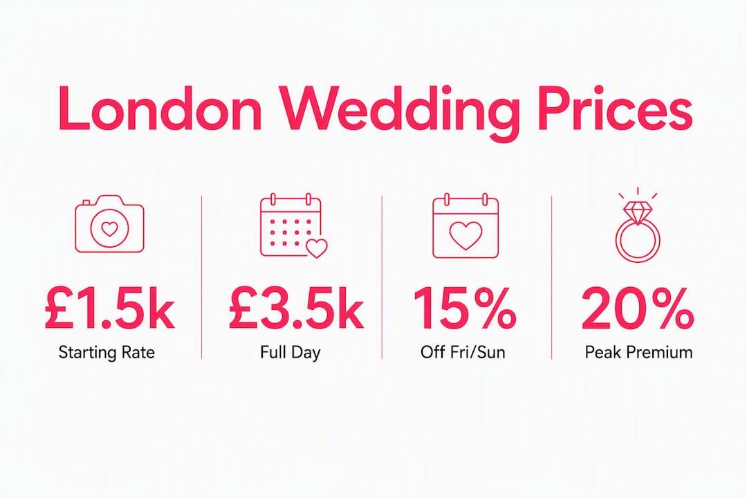 Infographic showing London wedding photographer price stats