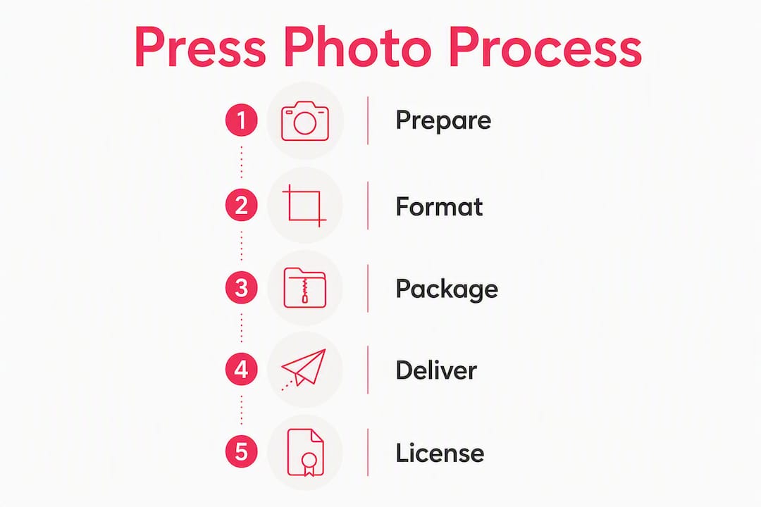 Infographic showing press photo preparation steps