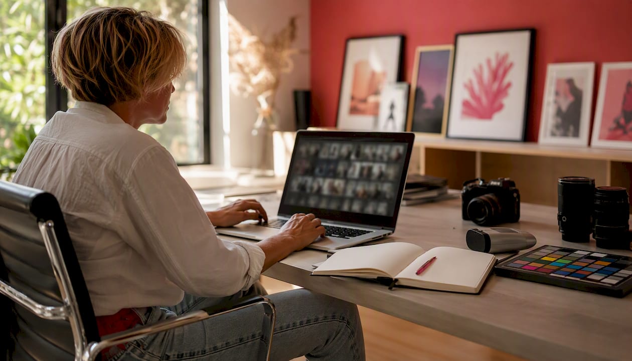 Photographer editing press image files