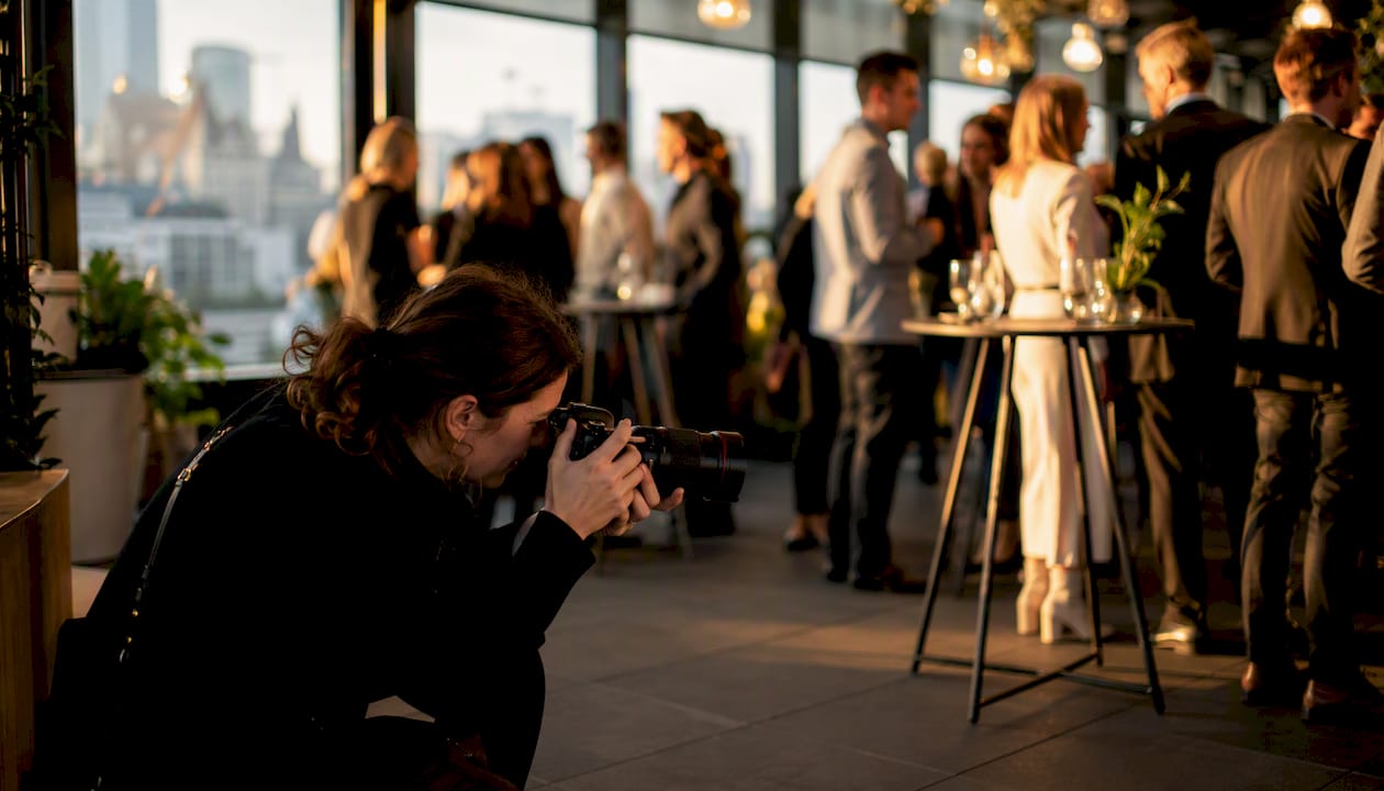 Photographer capturing candid corporate event
