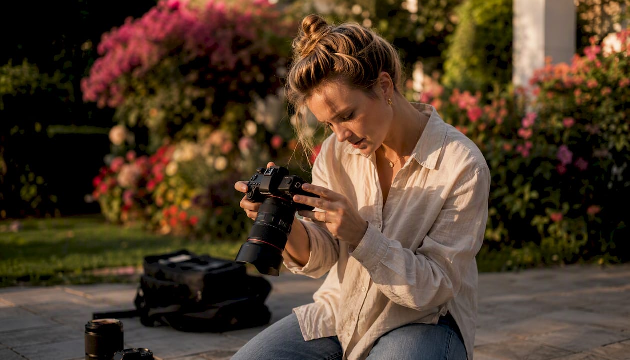 Photographer capturing image with camera