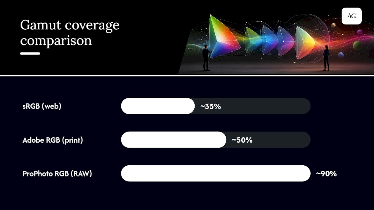 Diagram comparing colour profiles by gamut and application