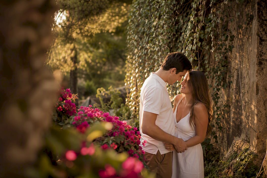 Golden hour couple portrait soft and warm