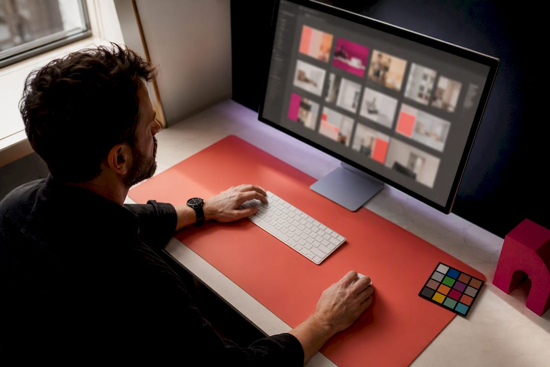 Photographer organising branded image assets