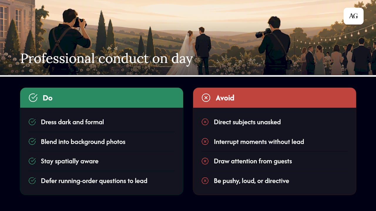 Professional conduct on the day — overview diagram