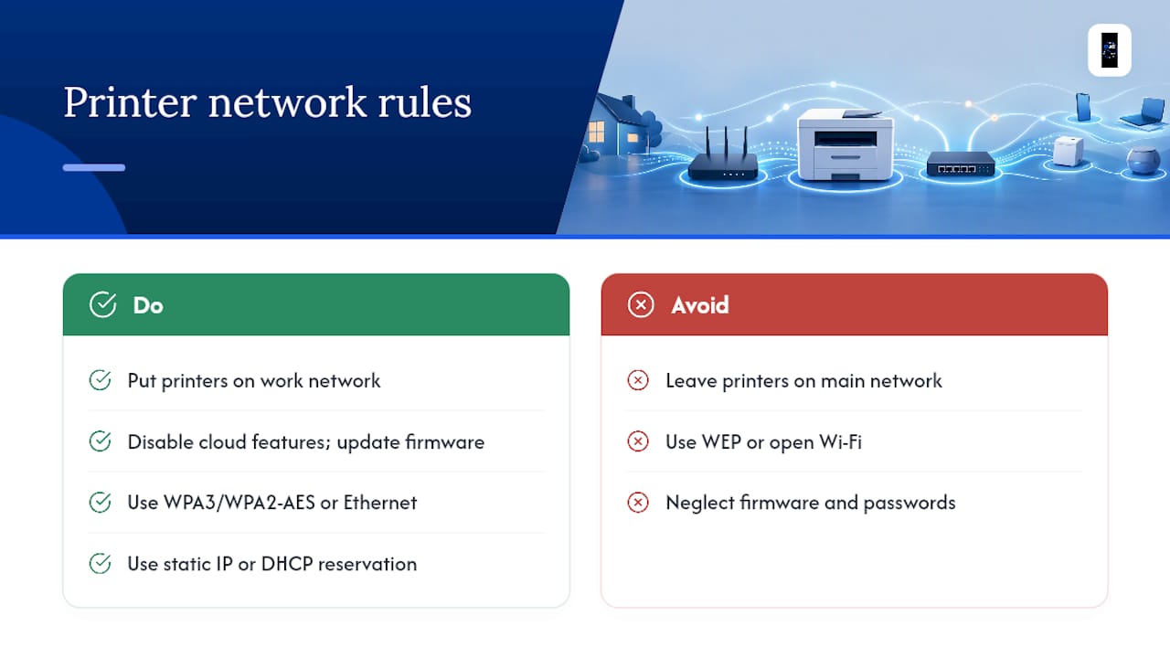 Getting Your Printer and Peripherals Onto the Right Network Segment — overview diagram