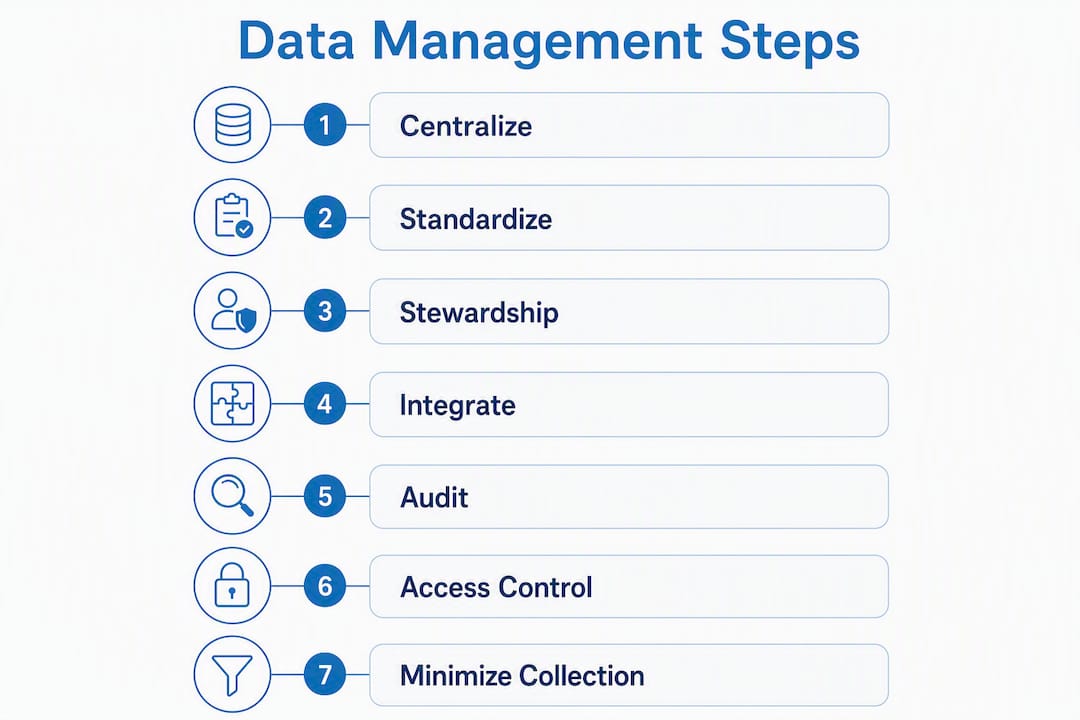 Infographic showing nonprofit data management steps