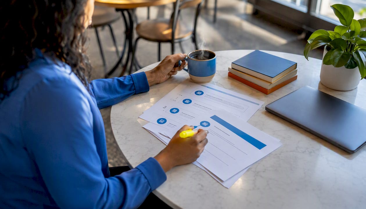 Hands reviewing nonprofit planning steps