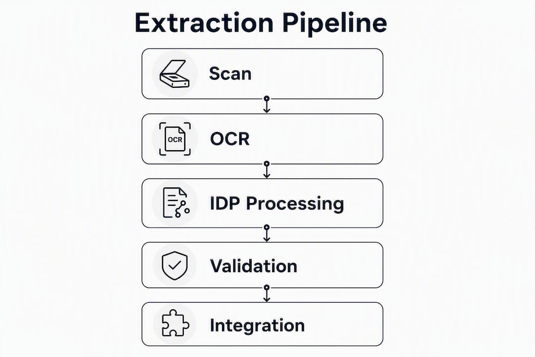 Infographic showing document extraction pipeline steps