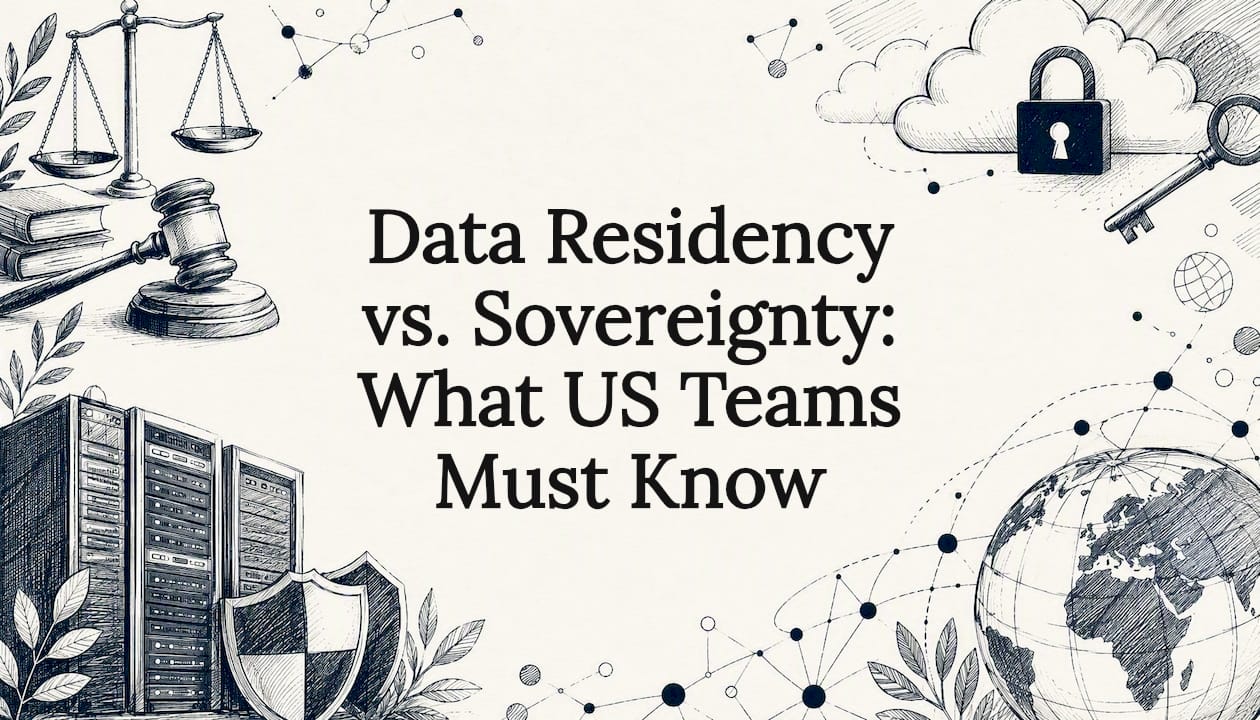 Decorative illustration of legal and data sovereignty symbols