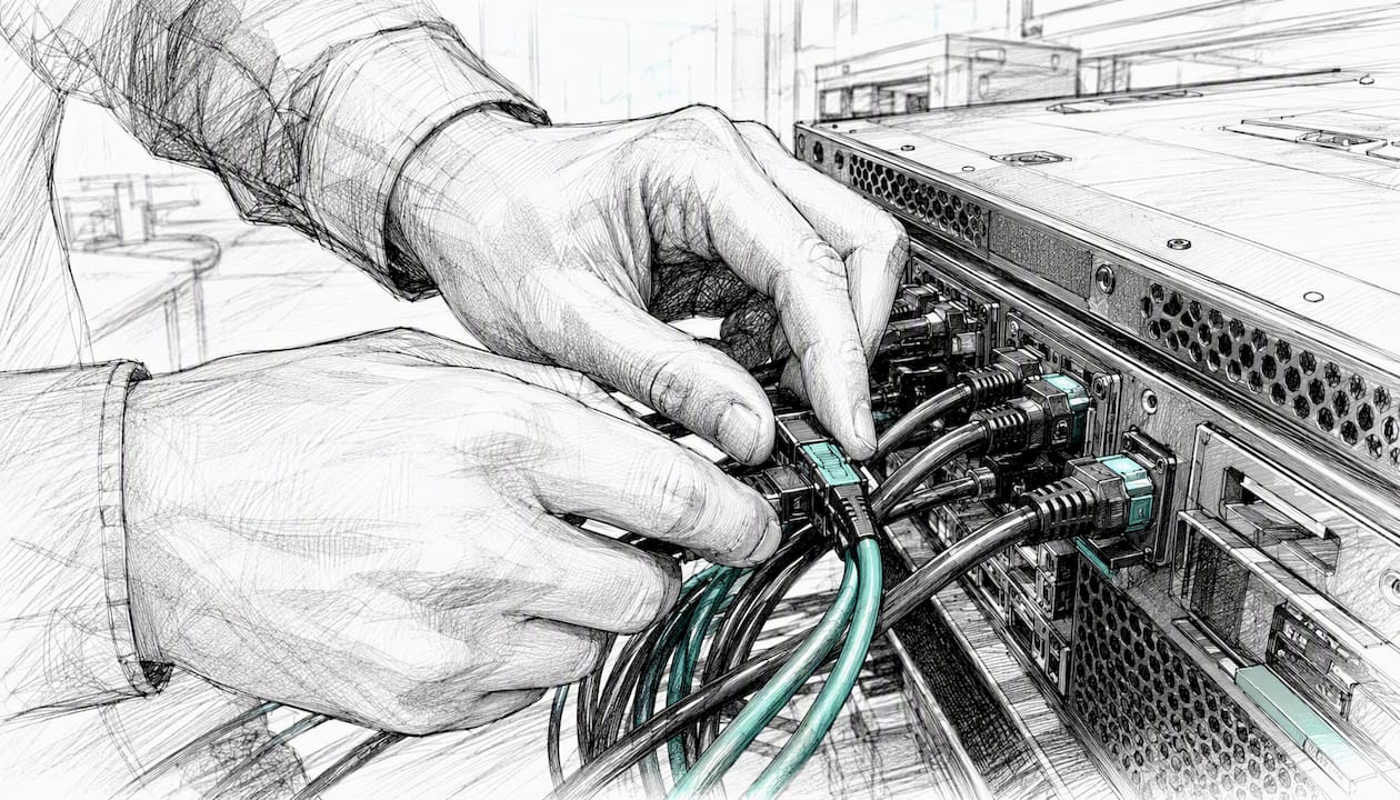 Hands wiring device in server room