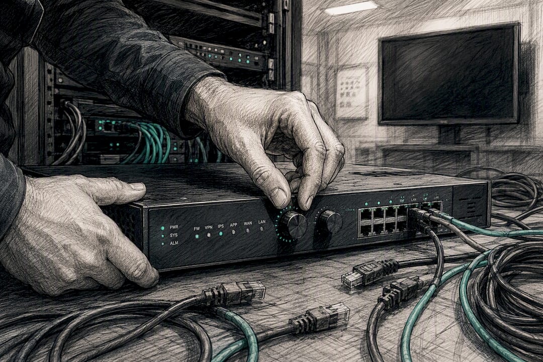 Hands adjusting security hardware controls