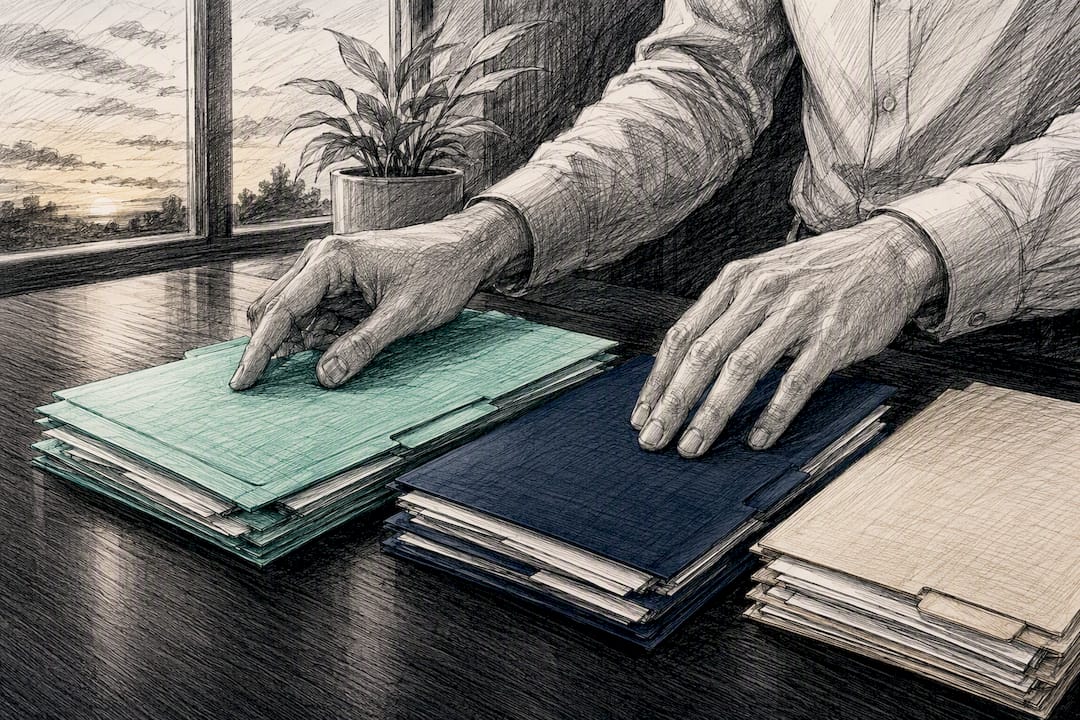 Hands sorting folders by data risk tier