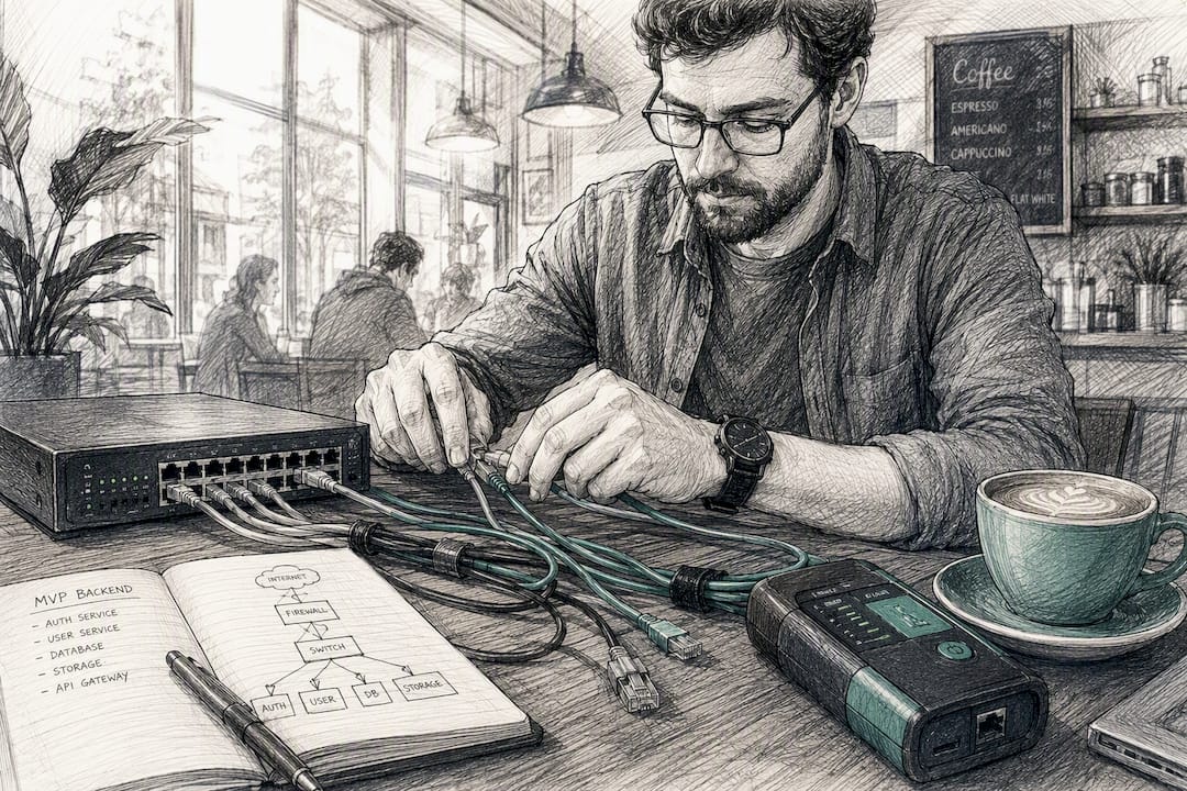 Hands connecting cables to server hardware