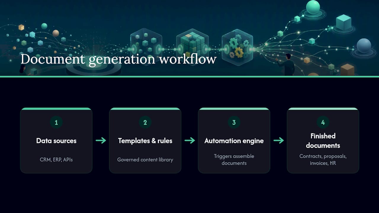 Diagram illustrating document generation automation workflow
