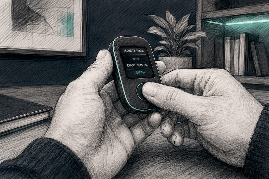 Hands operating security token for governance task