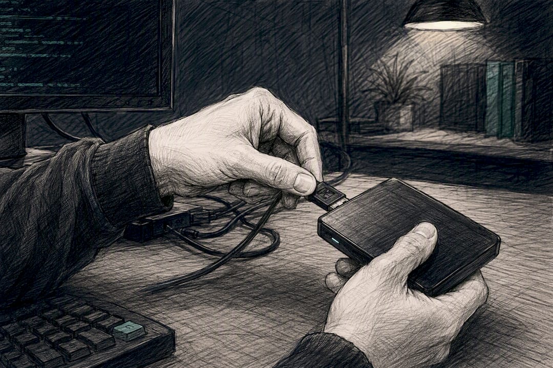 Hands unplugging device to illustrate data minimization