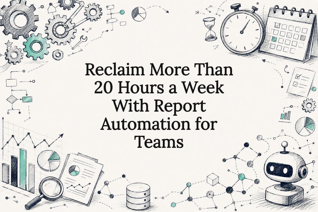 Decorative title card illustration for report automation article