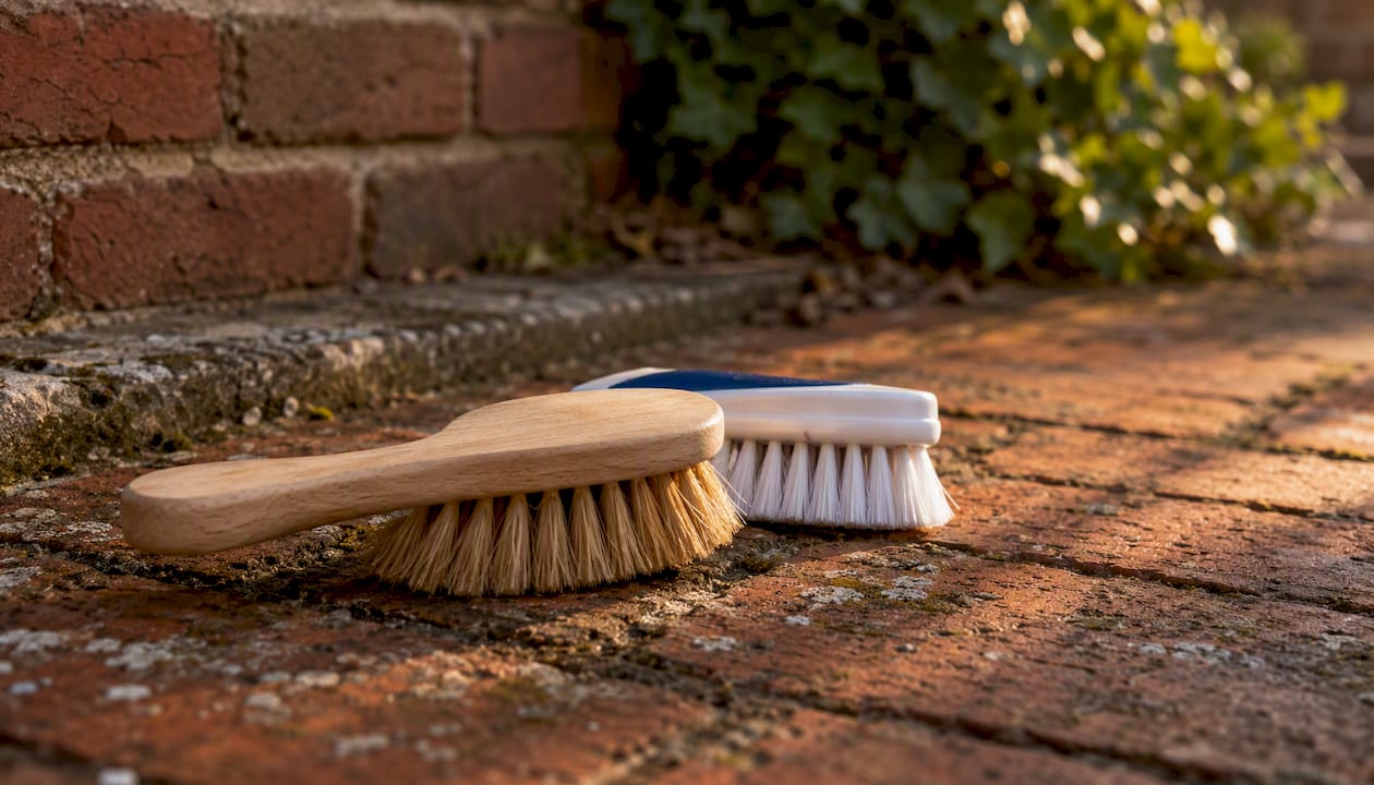 Mild brushes suitable for cleaning brick patio