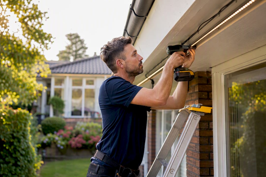 Hand tightening bracket on roofline during installation