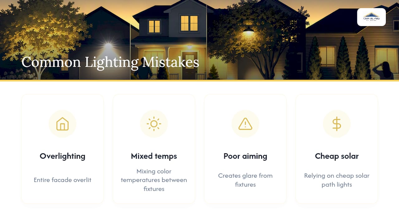 Diagram of common curb appeal lighting mistakes