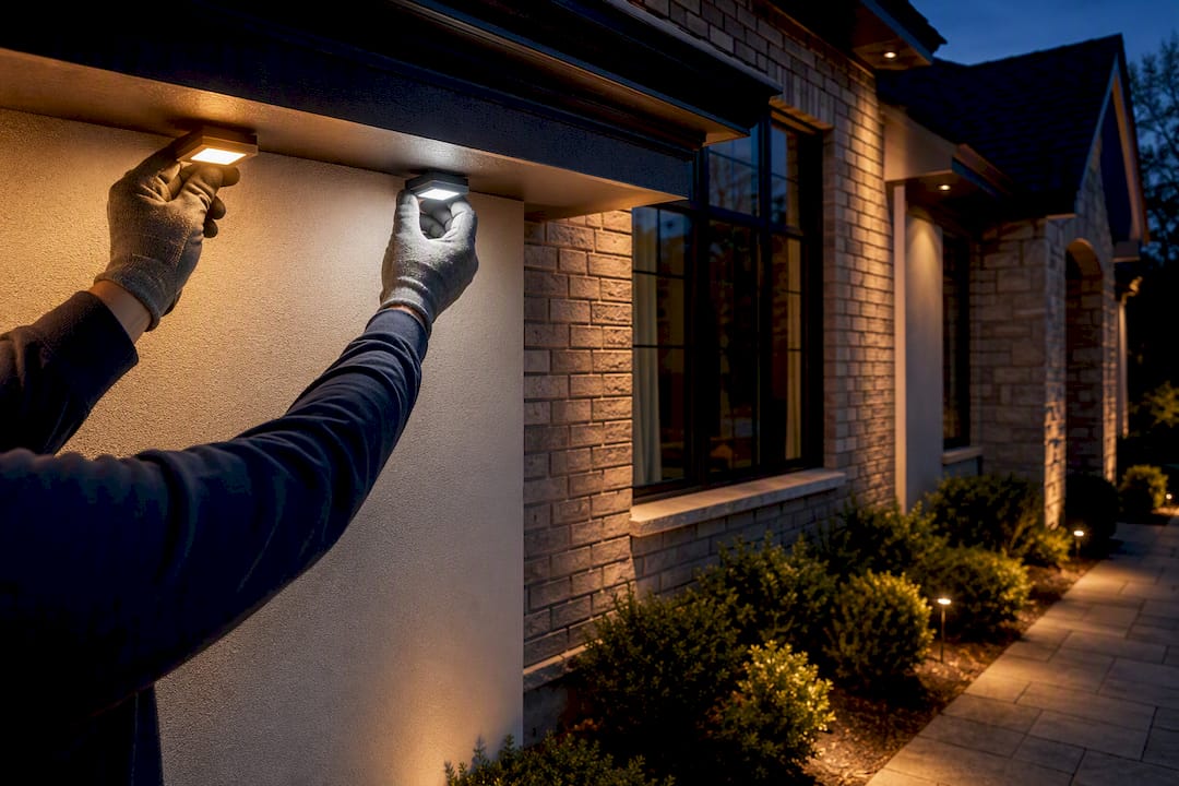 Installer comparing sample light colors