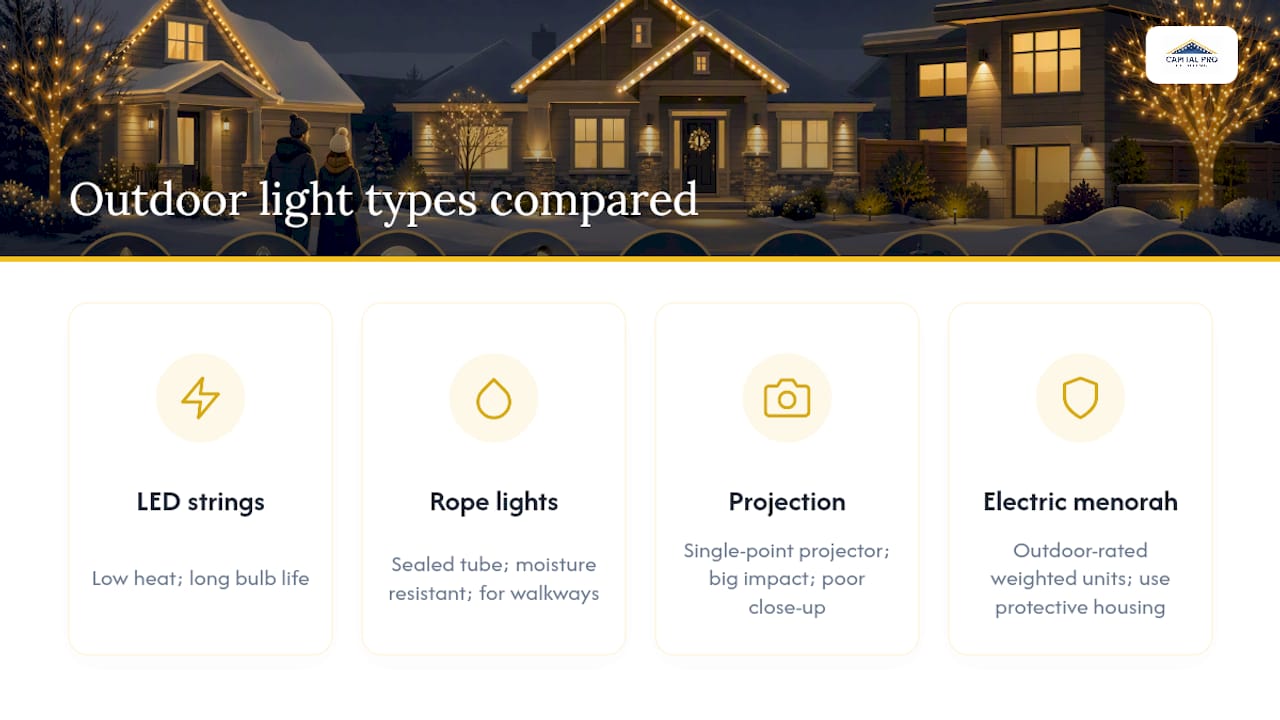 Comparison of four outdoor light types