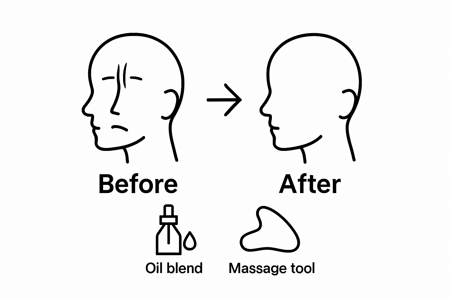 Before-and-after frown lines infographic with treatment icons