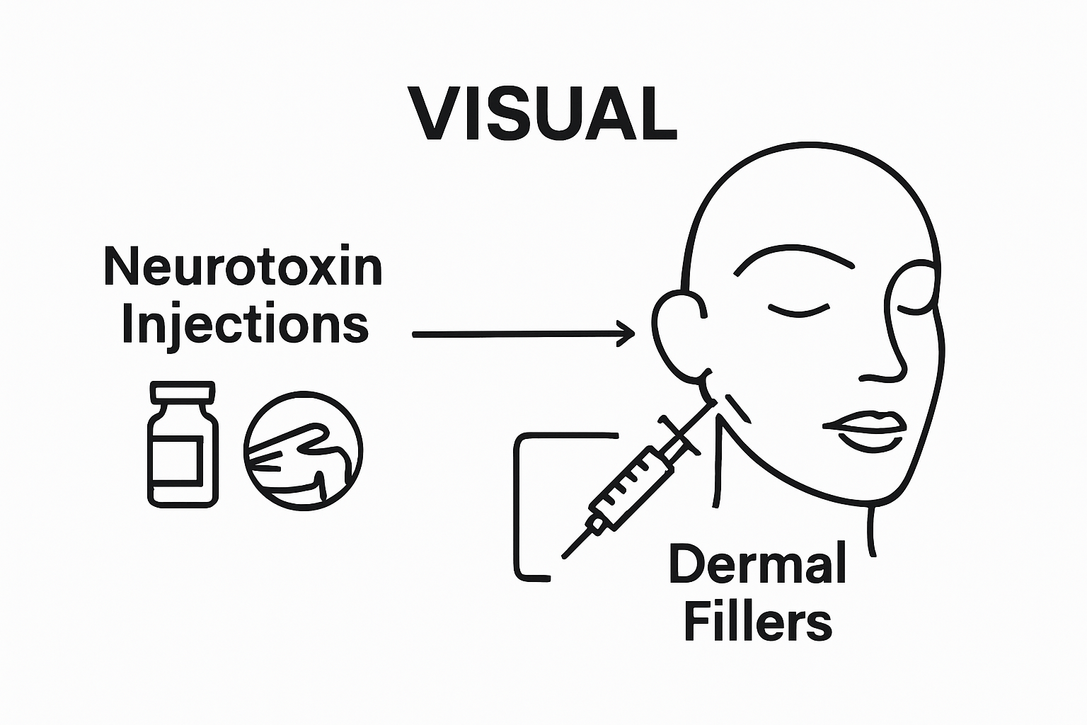Infographic comparing neurotoxin and dermal filler anti wrinkle injections