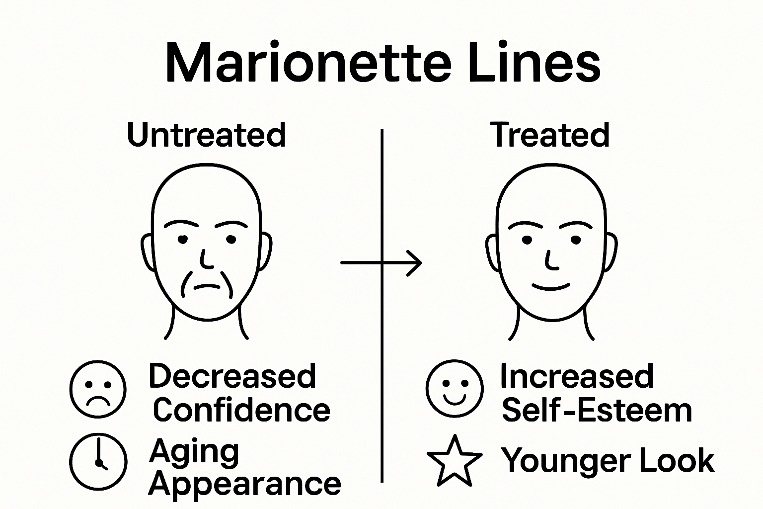 Understanding Why Treat Marionette Lines Matters 1 Comparison of effects before and after marionette line treatment