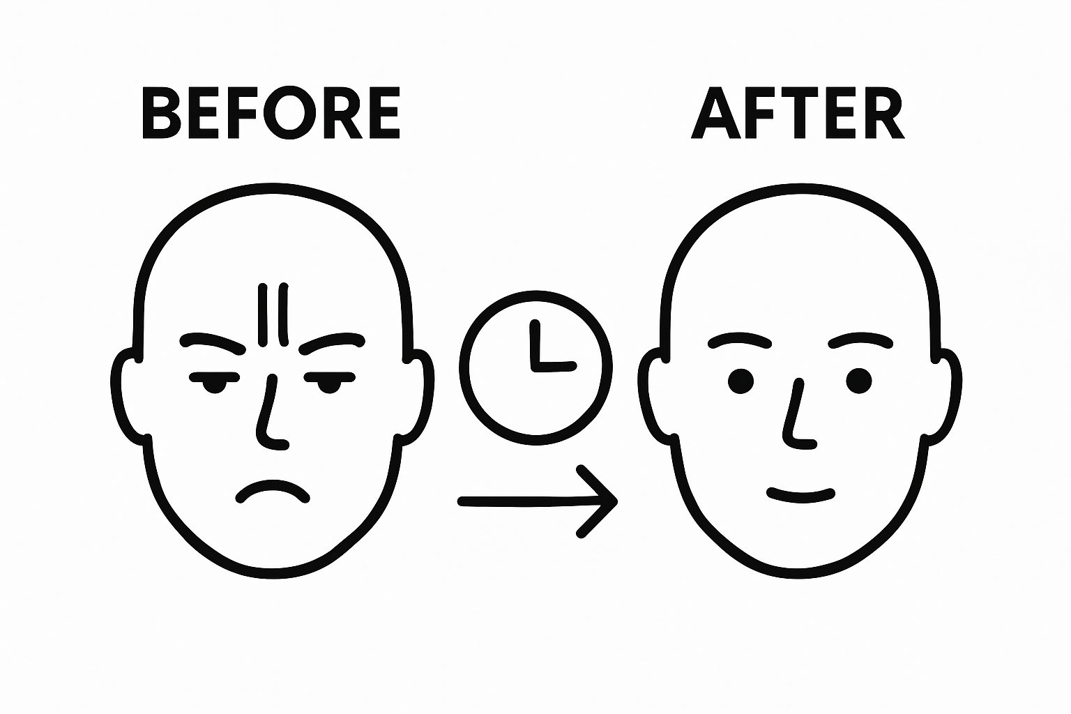 How to Get Rid of 11 Lines on Forehead Naturally 2 Before and after illustration showing reduction of 11 lines on forehead over time