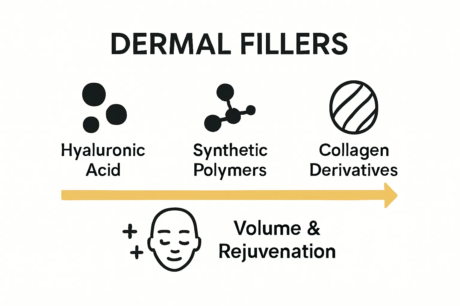 Understanding the Role of Dermal Fillers in Aesthetics 1 Infographic comparing hyaluronic acid, synthetic, and collagen filler types