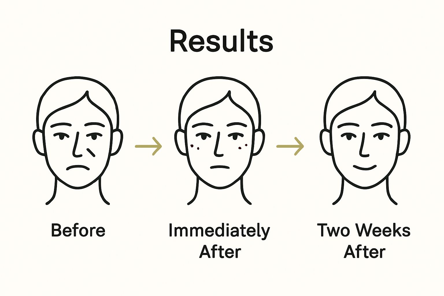 Step by Step Dermal Fillers: Achieve Aesthetic Perfection 2 Simple before, after, and healed facial results comparison