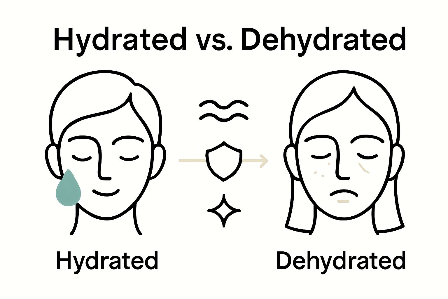 Why Consider Skin Boosters for Radiant Skin Health 1 Infographic comparing hydrated and dehydrated skin side by side