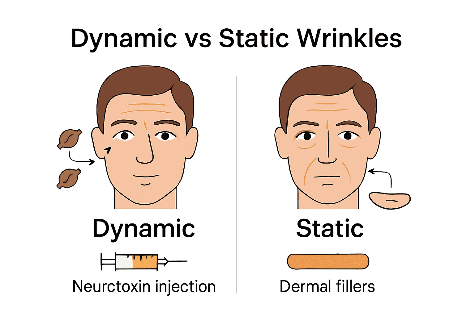 Dynamic Wrinkle Treatment: Everything You Need to Know 2 Infographic showing differences between dynamic and static wrinkle treatments