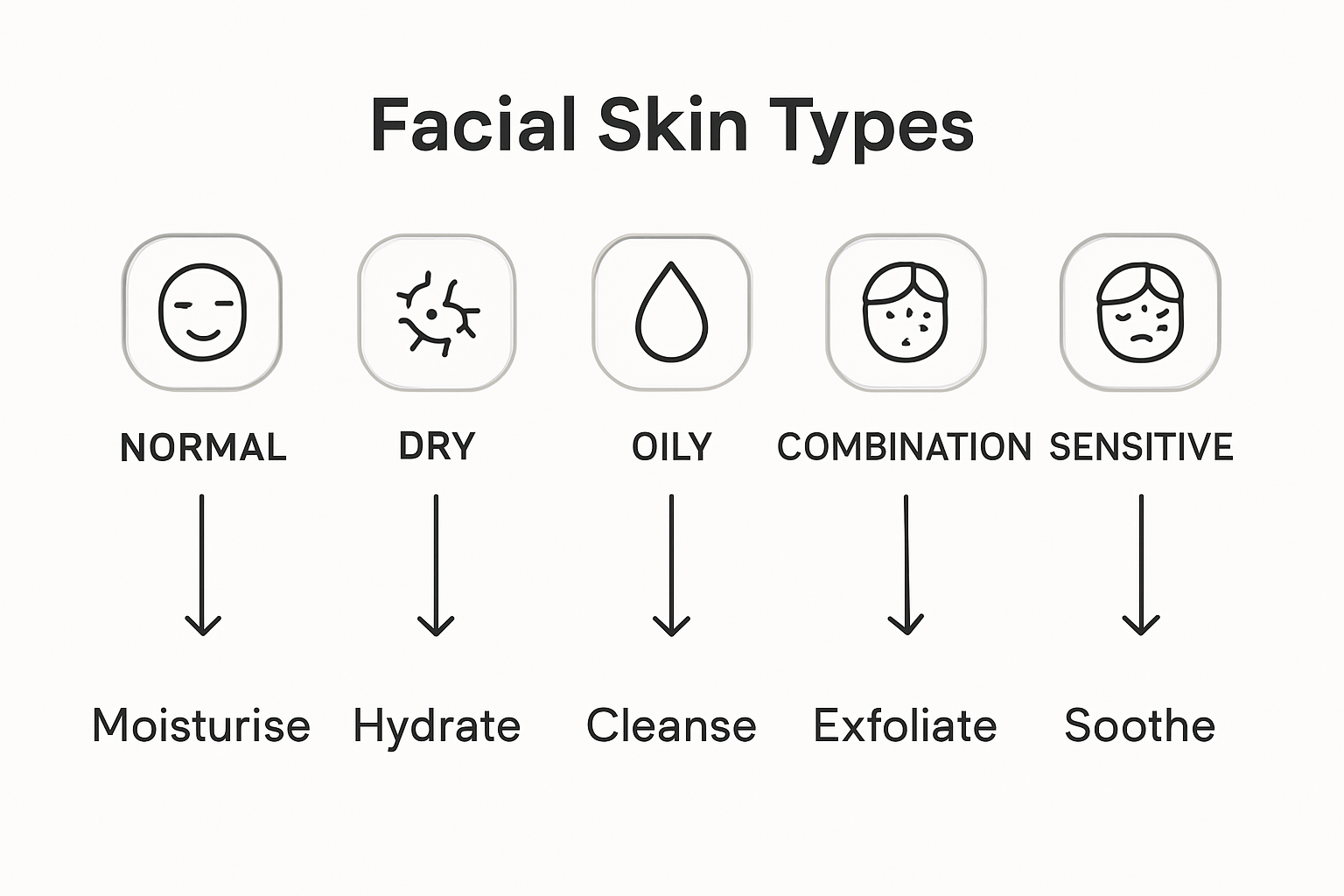 Role of Skin Type in Facial Aesthetics Treatments 2 Infographic comparing five facial skin types