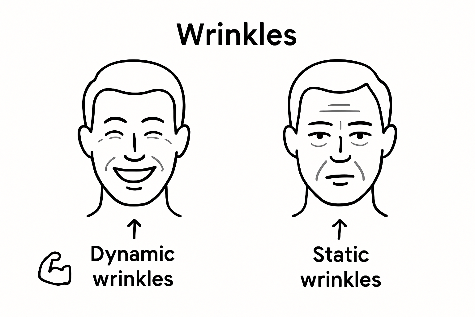 Dynamic Wrinkles: Impact on Facial Ageing and Aesthetics 2 Infographic comparing dynamic and static wrinkles