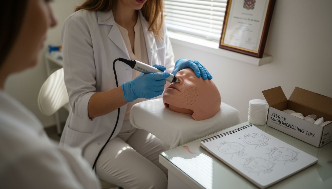 Facial Aesthetics for First Timers in London: Natural Results Explained 1 Clinician demonstrates microneedling treatment