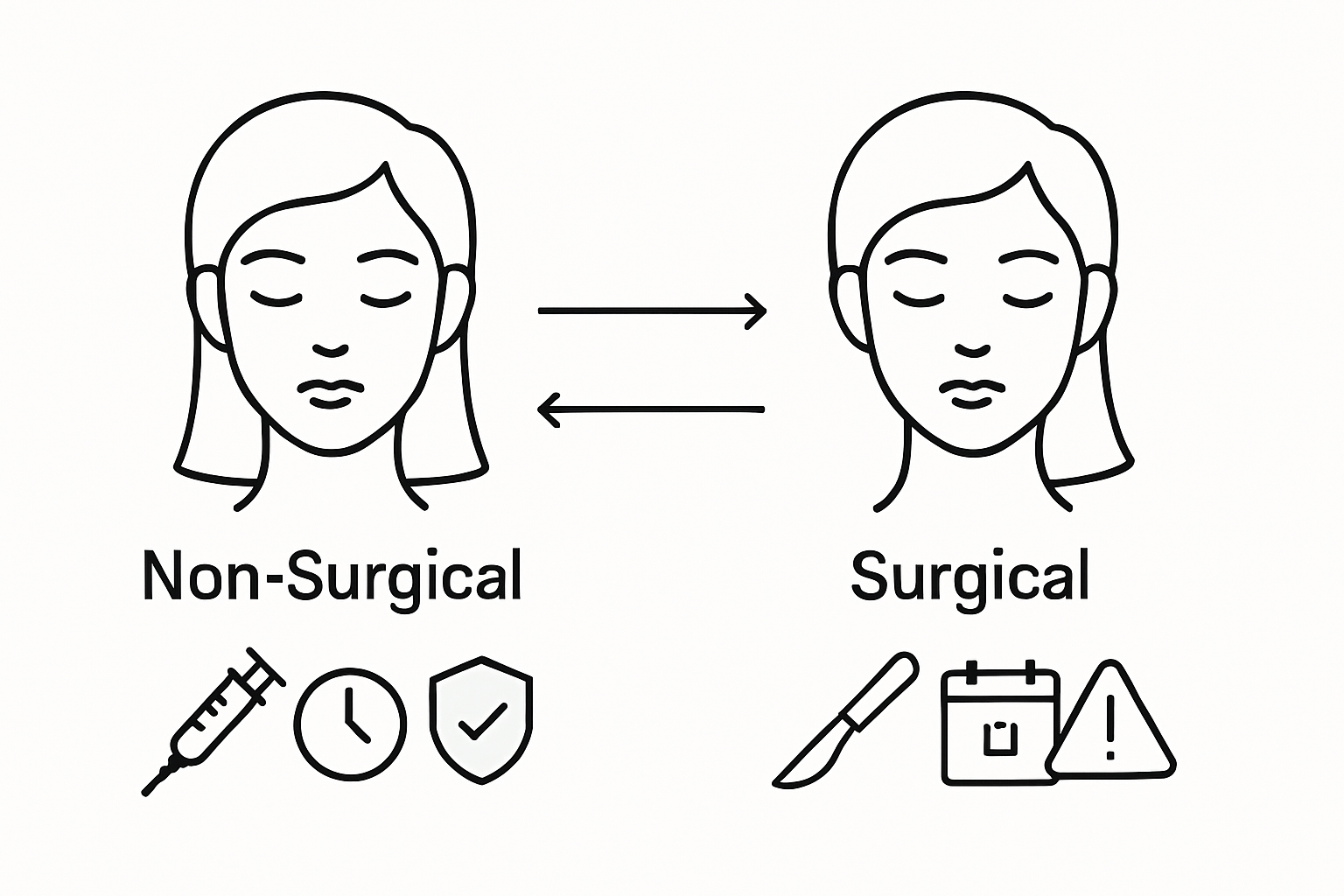 Infographic compares non-surgical and surgical brow lifts