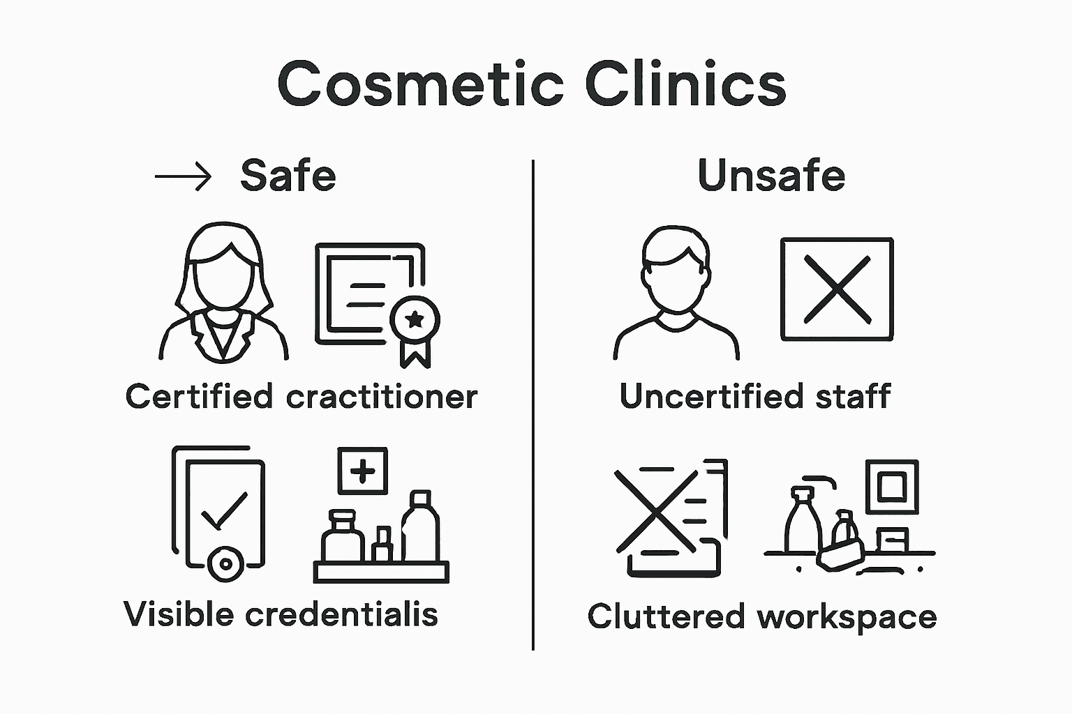 Facial Contour Explained: Shape, Balance, and Confidence 2 Infographic comparing safe and unsafe facial clinics